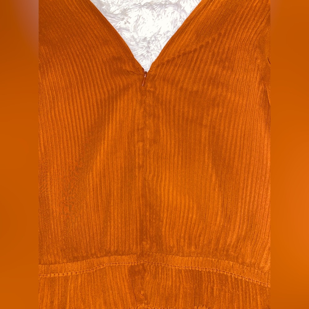 NWOT V-Neck sheer Burnt orange blouse - Picture 8 of 10